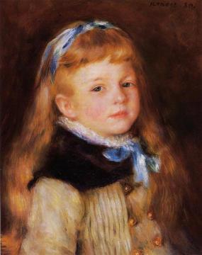 Mademoiselle Grimprel In A Blue Ribbon Artwork by Pierre Auguste Renoir