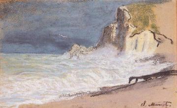 Étretat - Amont Cliff, Rough Weather Artwork by Claude Oscar Monet