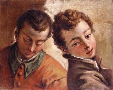 Juxtaposed Heads of a Young Man and a Boy Artwork by Sebastiano Ricci