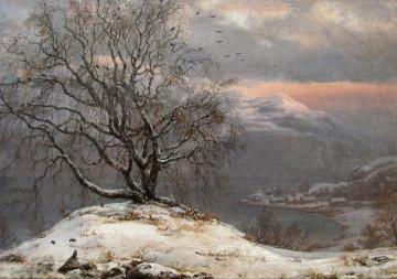 Birch Tree In Winter Artwork by Johan Christian Dahl