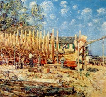 Building the Schooner, Provincetown Artwork by Frederick Childe Hassam