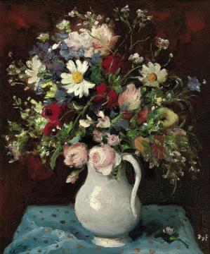 Flowers In A White Jug Artwork by Marcel Dyf