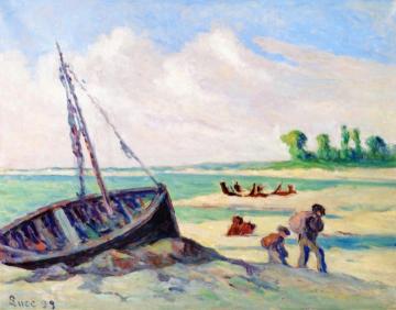 Near Treport, Beached Boat Artwork by Maximilien Luce