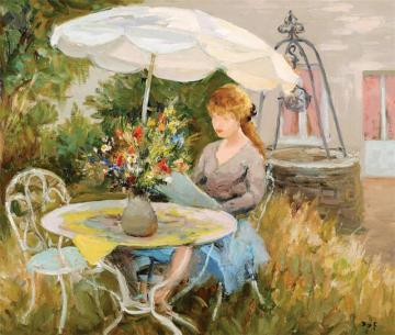 Claudine Reading Artwork by Marcel Dyf