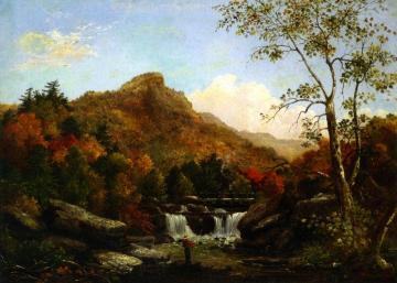 Autumn Landscape with Boy Fishing Artwork by Christopher Pearse Cranch