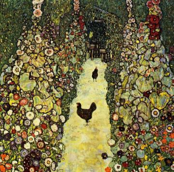 Garden With Roosters Artwork by Gustav Klimt