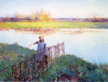 Sunset at Grez Artwork by Willard Leroy Metcalf