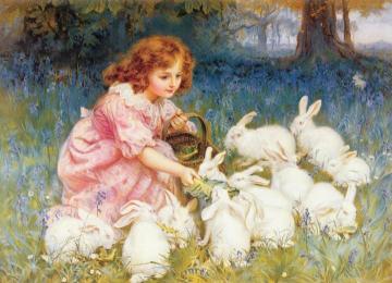 Feeding The Rabbits Artwork by Frederick Morgan