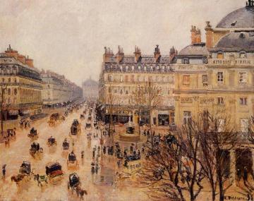 Place du Theatre Francais: Rain Effect Artwork by Camille Pissarro