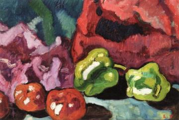 Two Green Peppers And Tomatoes Artwork by Louis Valtat