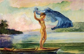 Fayaway Sails Her Boat, Samoa Artwork by John La Farge