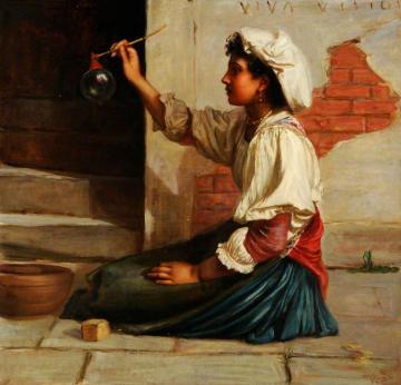 Girl Blowing Soap Bubbles Artwork by Valentine Cameron Prinsep