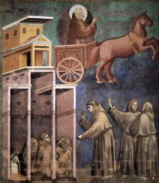 Legend Of St Francis: 8. Vision Of The Flaming Chariot (upper Church, San Francesco, Assisi) Artwork by Giotto di Bondone