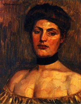 Lady With Black Collar Artwork by Wilhelm Trübner
