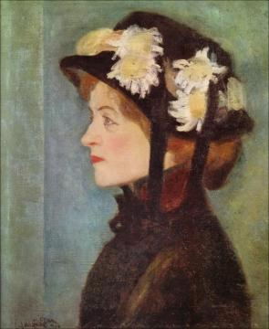 Parisian Woman With A Flowered Hat Artwork by Daniel Vazquez Diaz