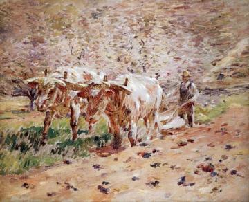 Oxen Ploughing Artwork by Theodore Robinson