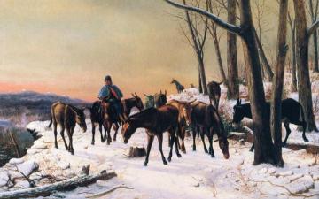Army Mules Crossing the Mountains Artwork by Newbold Hough Trotter