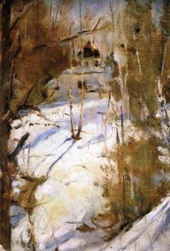 Winter in Abramtsevo, the Church (study) Artwork by Valentin Serov