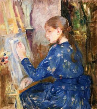 Young Girl Drawing Artwork by Berthe Morisot