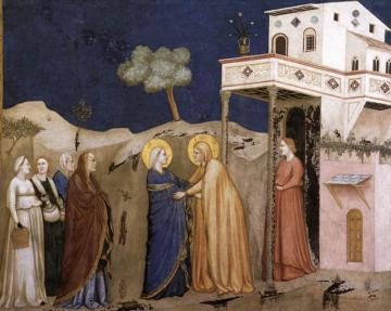 The Visitation (north Transept, Lower Church, San Francesco, Assisi) Artwork by Giotto di Bondone