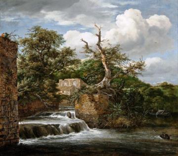 Landscape with a mill-run and ruins Artwork by Jacob van Ruisdael