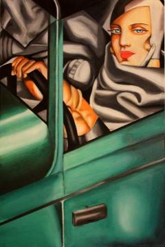 Self-portrait In The Green Bugatti Artwork by Tamara De Lempicka