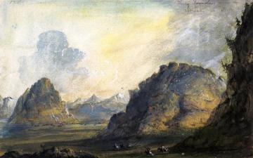 Rocky Formations near the Nebraska or Platte River Artwork by Alfred Jacob Miller
