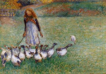 Little Goose Girl Artwork by Camille Pissarro