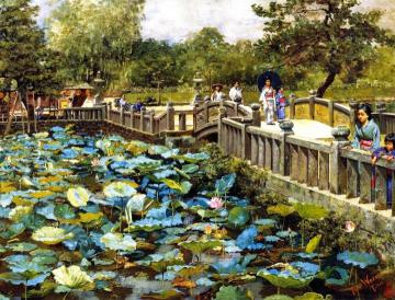 Lotus Pond, Shiba, Tokyo Artwork by Theodore Wores
