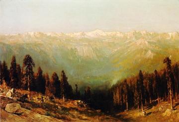 A View of the Hetch Hetchy Valley with Deer in the Foreground and Mount Conness in the Distance Artwork by Thomas Hill