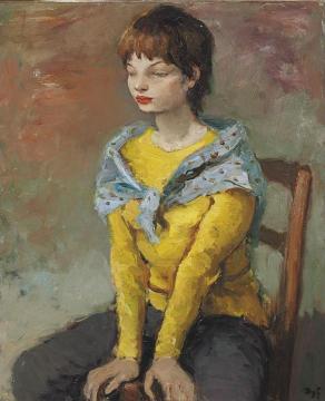 Young Irish Girl In A Yellow Sweater Artwork by Marcel Dyf