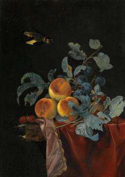 A Still Life with Peaches, Raspberries and Damsons Artwork by Willem van Aelst