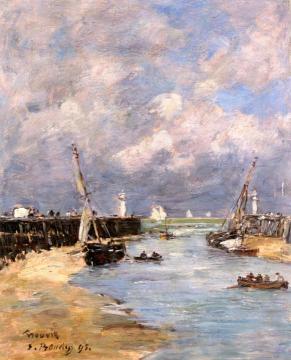 Trouville, the Jetties, Low Tide Artwork by Eugène-Louis Boudin