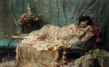 Reclining Beauty Artwork by Hans Zatzka