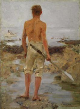 A boy with an oar Artwork by Henry Scott Tuke