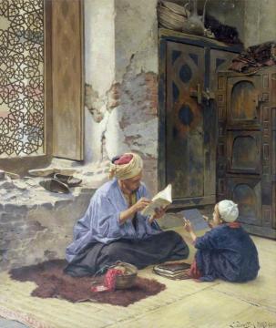 An Arab Schoolmaster Artwork by Ludwig Deutsch