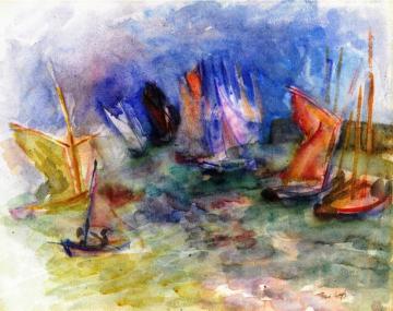 Sailboats In The Port Of Lile D'yeu Artwork by Jean Dufy