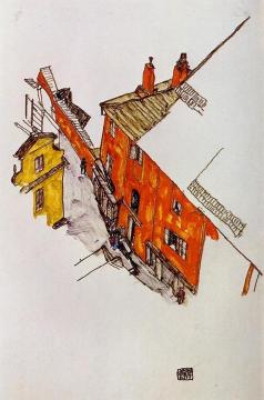Street in Krumau Artwork by Egon Schiele