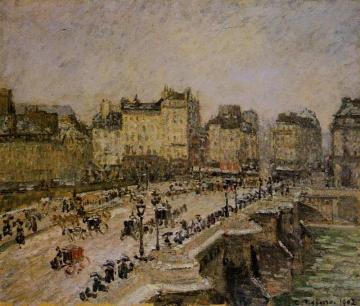 The Pont-Neuf: Snow Artwork by Camille Pissarro