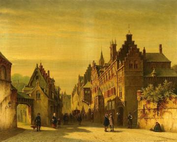 Dutch Street Scene Artwork by Petrus Gerardus Vertin