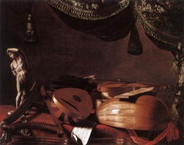 Still-life With Musical Instruments And A Small Classical Statue Artwork by Evaristo Baschenis
