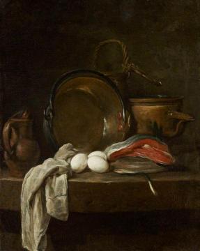 Still Life:  The Kitchen Table Artwork by Jean-Baptiste-Simeon Chardin