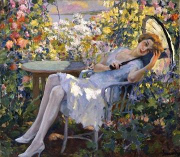 Young Girl With A Parasol Artwork by Edward Cucuel