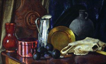 Still Life with a Horse Skull Artwork by Ilya Mashkov