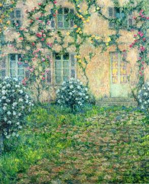 House with Roses Artwork by Henri Le Sidaner