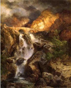 Cascading Water Artwork by Thomas Moran