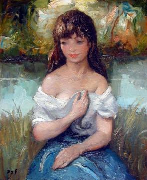 Catherine Pensive Artwork by Marcel Dyf