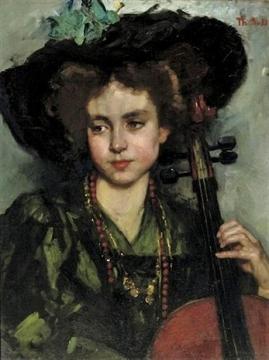 The Cellist Artwork by Therese Schwartze