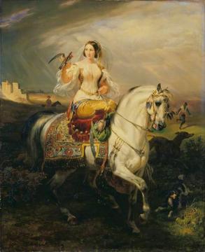 An Algerian Lady Hawking Artwork by Horace Vernet