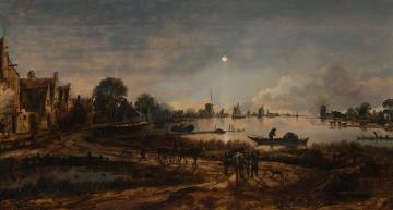River View by Moonlight Artwork by Aert van der Neer